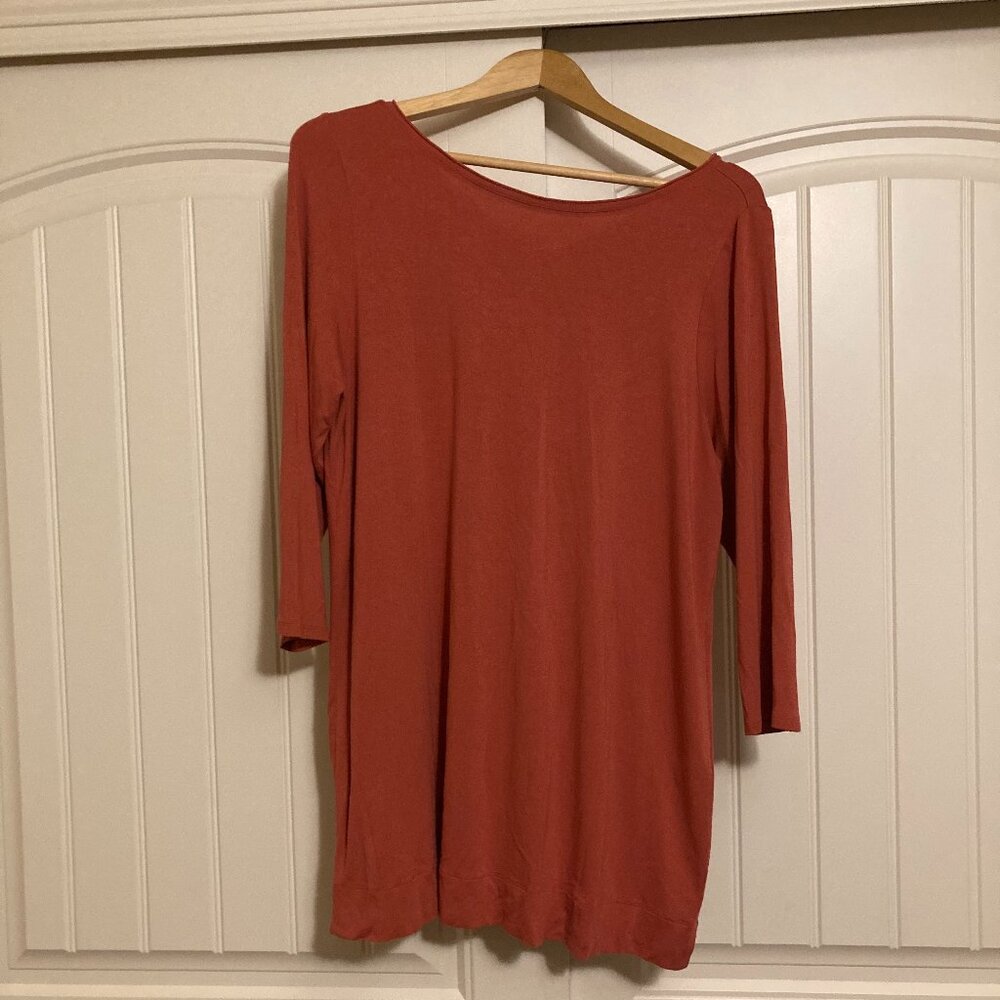 J. Jill Wearever Collection Dark Pink Top Medium Rayon Blend 3/4 Length Sleeves